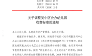 2021-2022年春季幼儿园收费标准公示